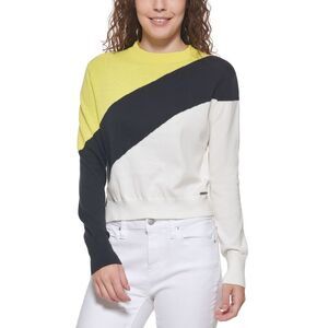 DKNY Striped Crewneck Cotton Sweater